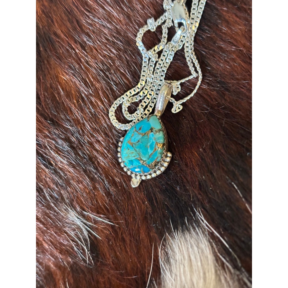 Women's Unbranded Turquoise Silver Pendant Necklace One Size - Picture 8 of 8